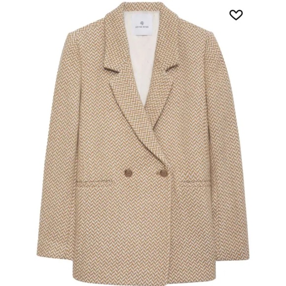 Anine Bing Fishbone Tan and Cream Blazer, XS - Picture 3 of 10